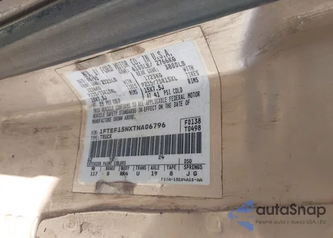 1996 Ford F150 z USA, uszkodzony, nr VIN 1FTEF15NXTNA06796